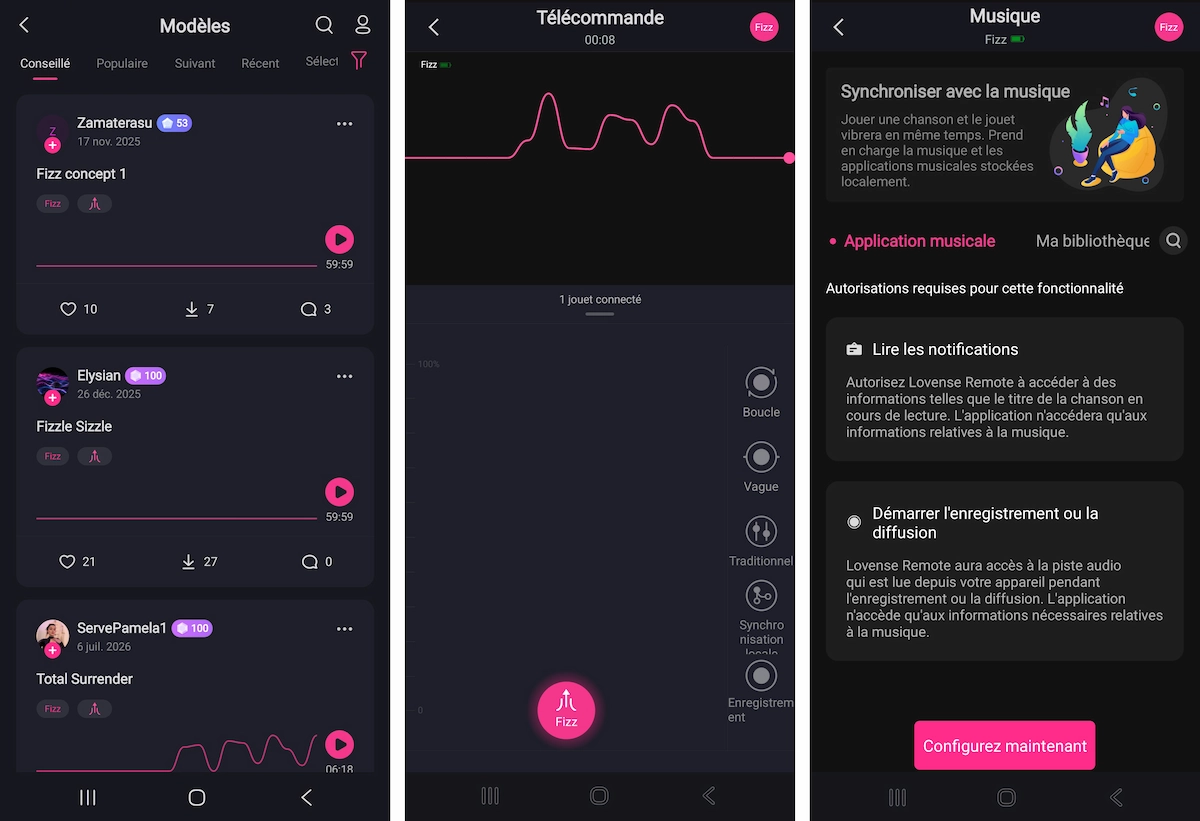 Options de contrôle dans l’application Lovense Remote